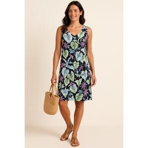 NWT J. JILL Wearable Collection Tropical Floral Tank Knee Length Tank Dress LP